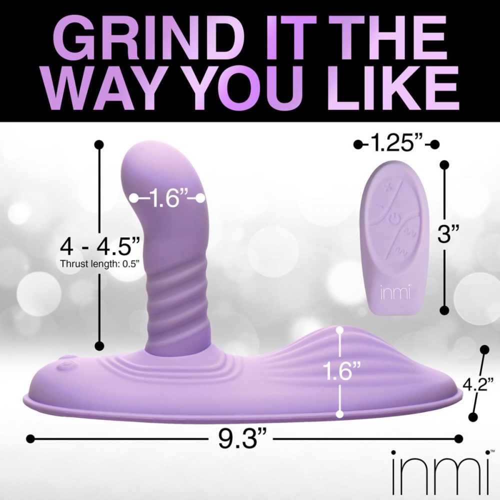 Dildos, Buffers & Grinders | Inmi Thrust ‘N’ Grind Thrusting & Vibrating Silicone Rechargeable Grinder With Remote – Purple