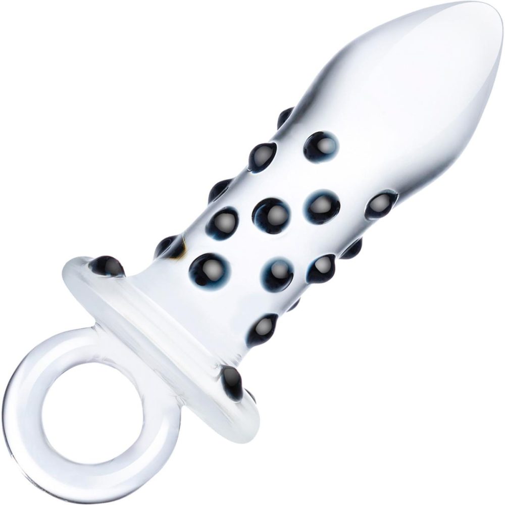 Dildos, Buffers & Grinders | Pacifier Glass Butt Plug – Black & Clear