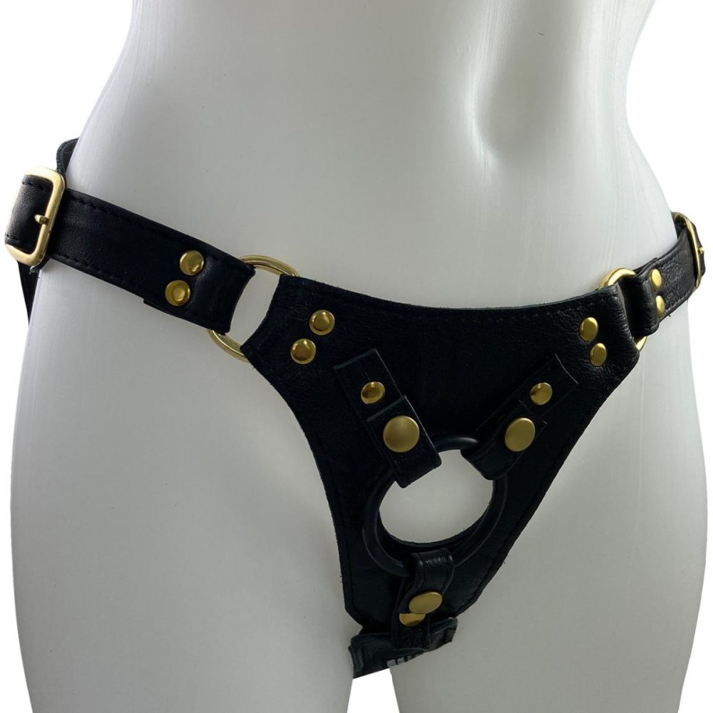 Double Leg Strap | Aslan Black Panther Minx Leather Strap-On Harness