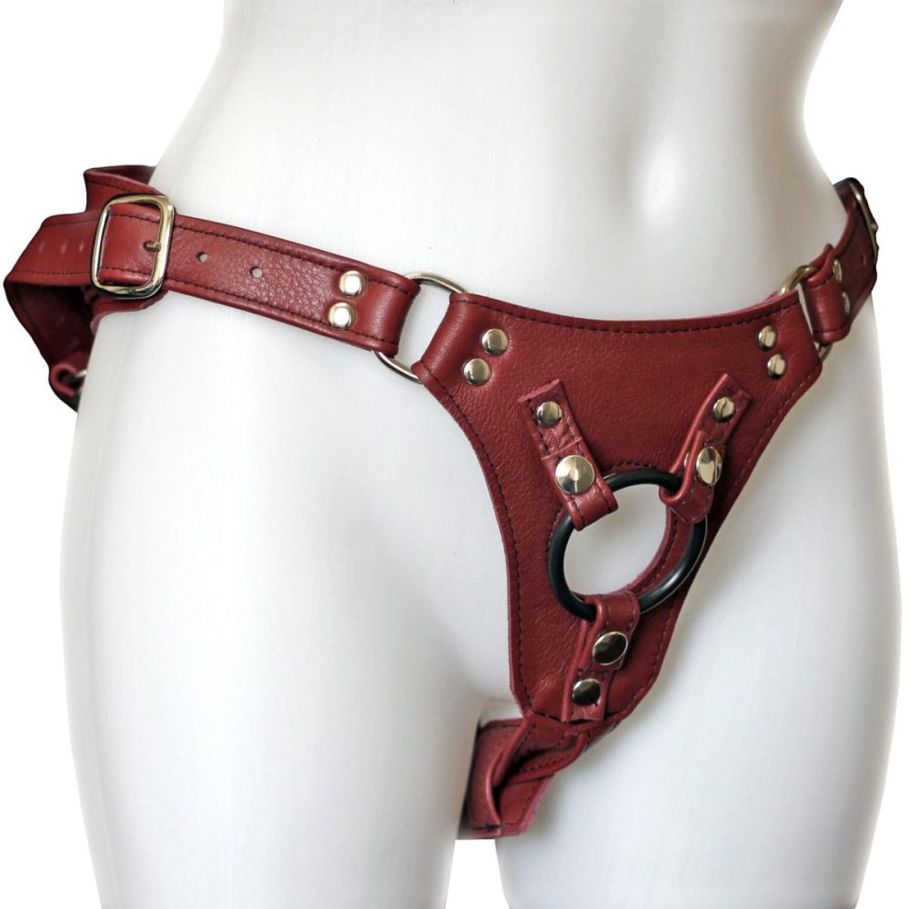 Double Leg Strap | Aslan Cherry Minx Leather Strap-On Harness