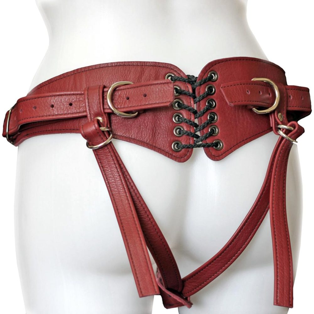 Double Leg Strap | Aslan Cherry Minx Leather Strap-On Harness