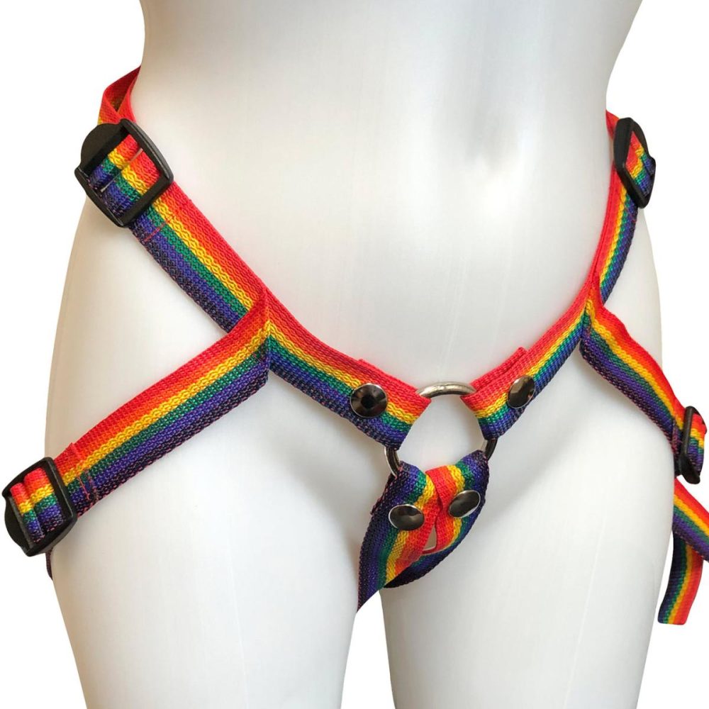 Double Leg Strap | Inclusion Rainbow Strap-On Harness – Size A Fits Hips Up To 54"