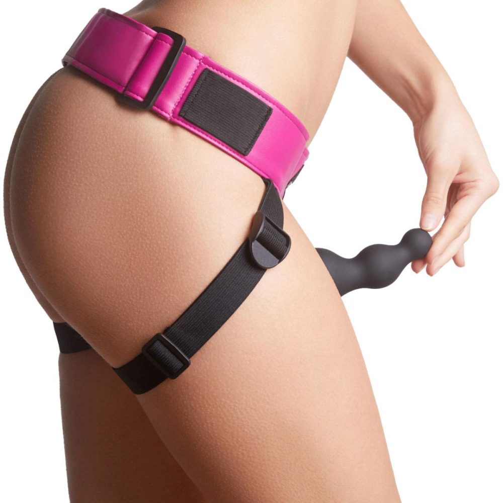 Double Leg Strap | Strap-on-Me Curious Leatherette Harness – Fuchsia