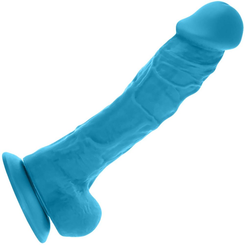 Dual Density Dildos | Colours Dual Density 8 Inch Silicone Suction Cup Dildo – Blue