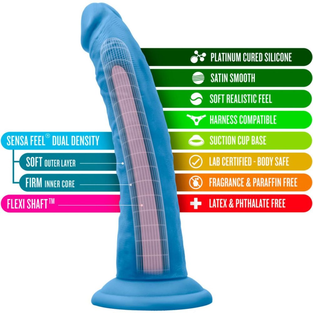 Dual Density Dildos | Neo Elite 7.5 Inch Dual Density Realistic Silicone Dildo by – Neon Blue