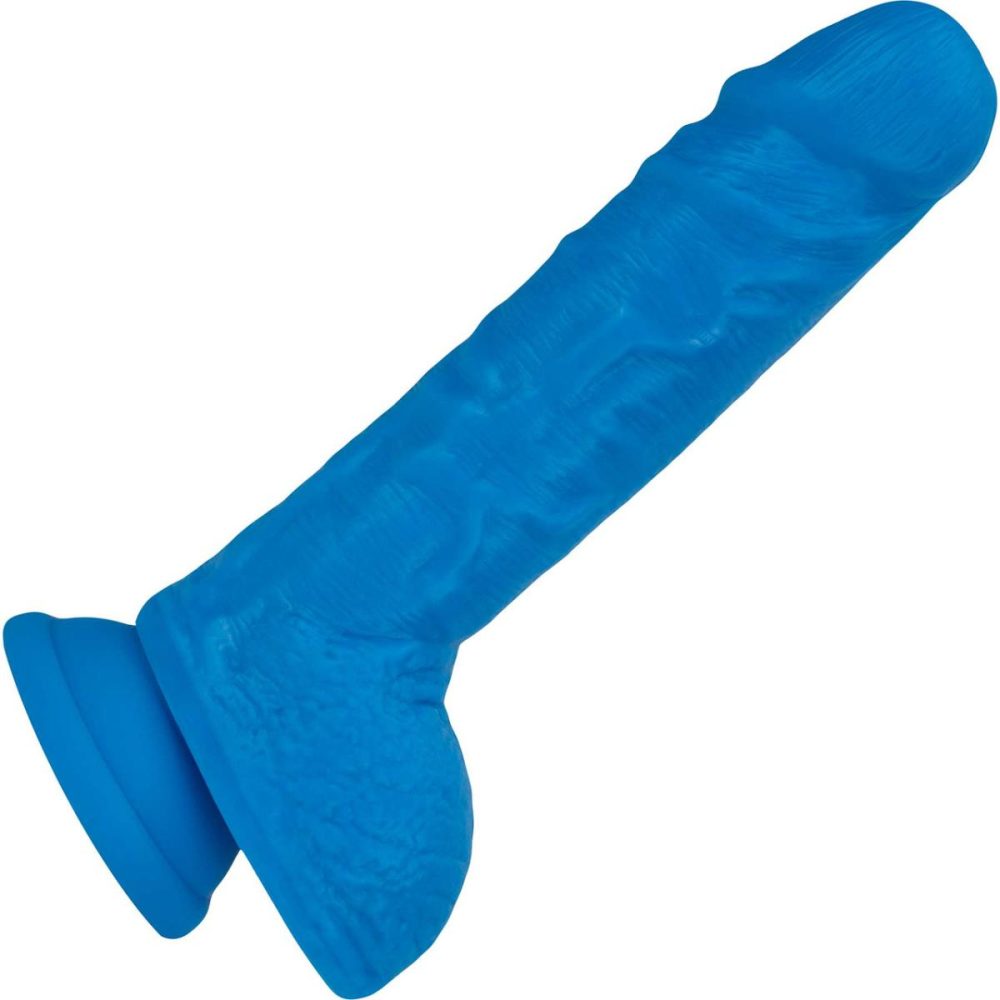 Dual Density Dildos | Neo Elite 9 Inch Dual Density Realistic Silicone Dildo With Balls by – Neon Blue