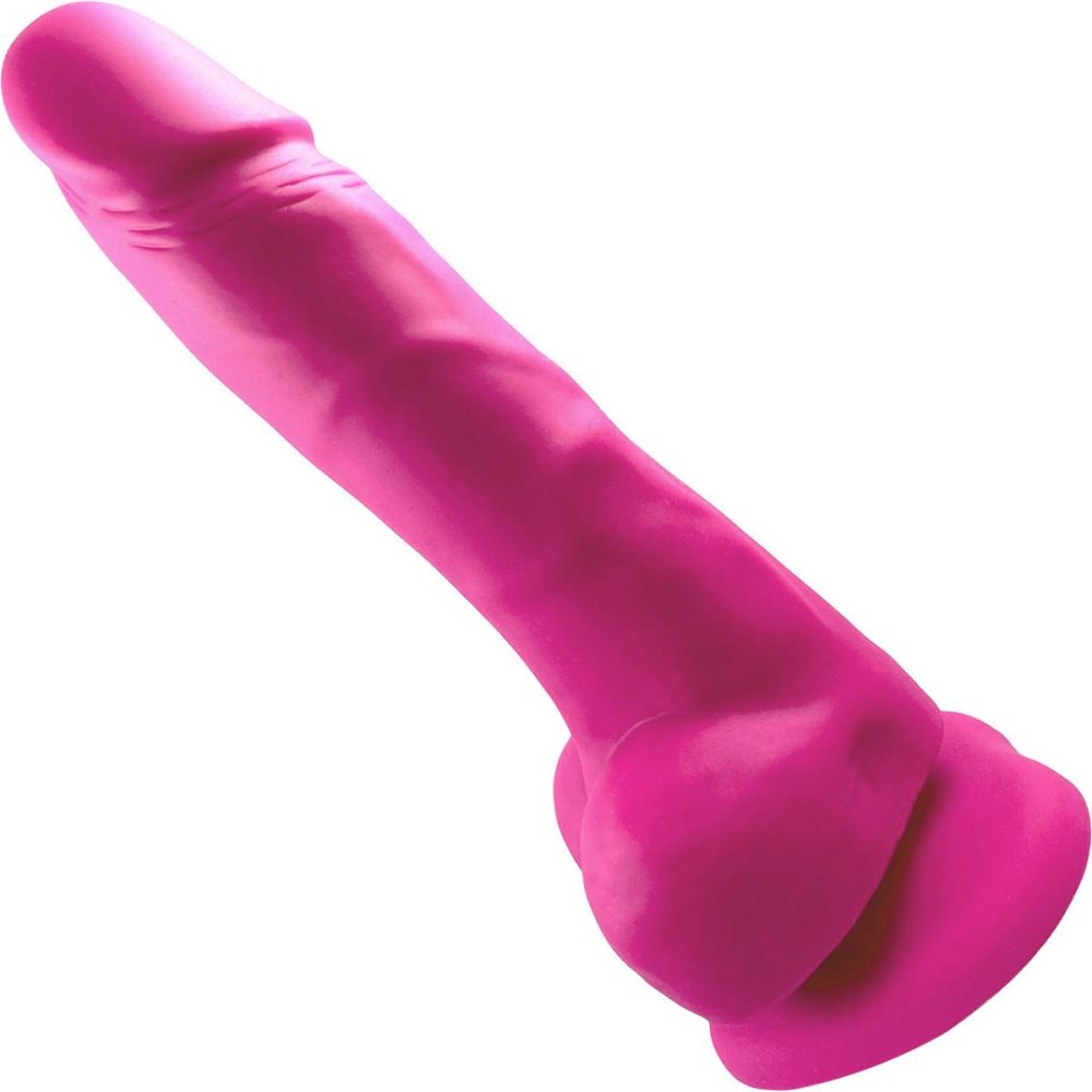 Dual Density Dildos | Strap-on-Me Sliding Skin Dual Density Silicone Suction Cup Realistic Dildo – Large Fuchsia