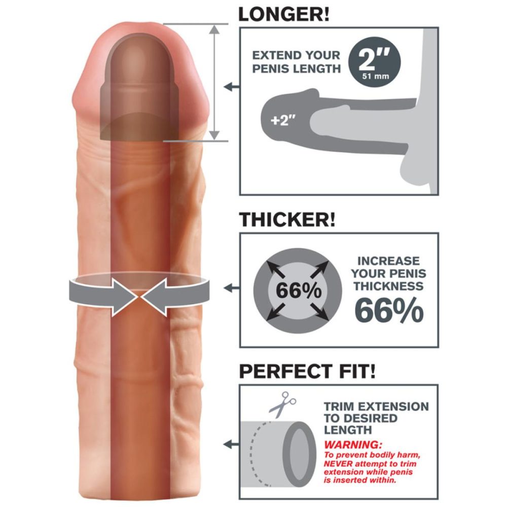 Extensions & Girth Enhancers | Fantasy X-tensions Mega 2" Penis Extension – Vanilla