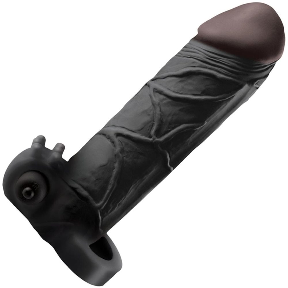 Extensions & Girth Enhancers | Fantasy X-tensions Vibrating Real Feel 2" Penis Extension with Ball Strap – Black