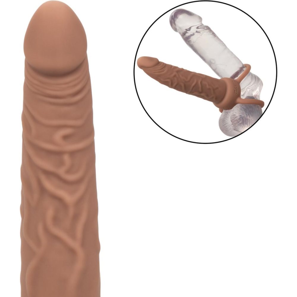 Extensions & Girth Enhancers | Performance Maxx Rechargeable Vibrating 5.5" Silicone Dual Penetrator – Chocolate