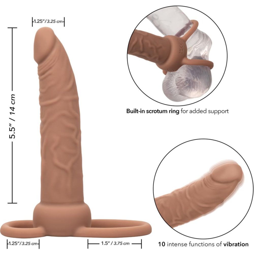 Extensions & Girth Enhancers | Performance Maxx Rechargeable Vibrating 5.5" Silicone Dual Penetrator – Chocolate