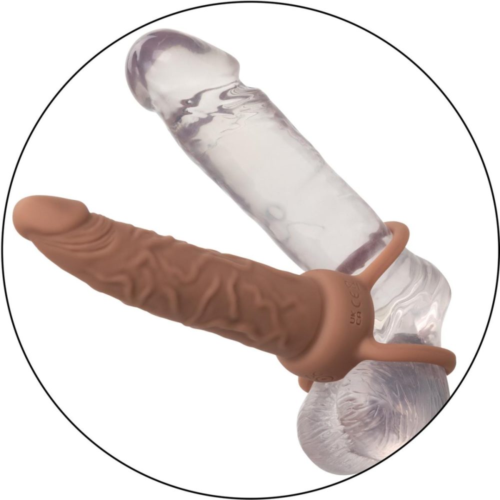 Extensions & Girth Enhancers | Performance Maxx Rechargeable Vibrating 5.5" Silicone Dual Penetrator – Chocolate