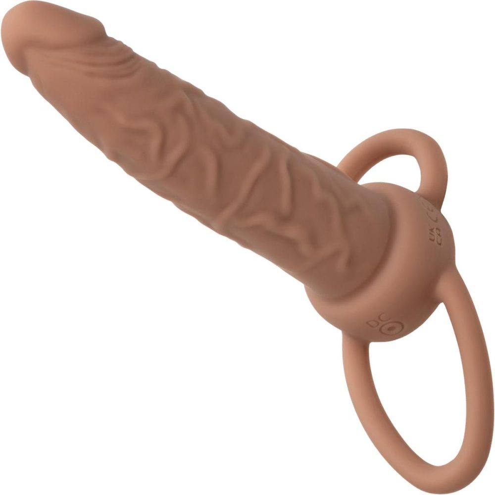 Extensions & Girth Enhancers | Performance Maxx Rechargeable Vibrating 5.5" Silicone Dual Penetrator – Chocolate