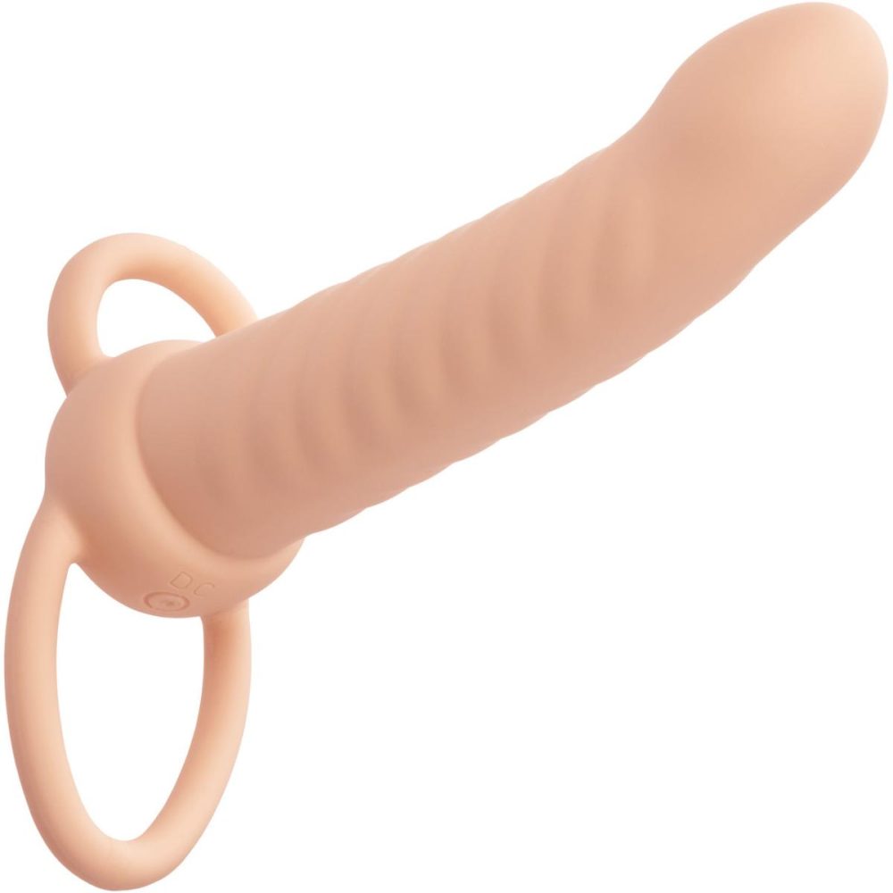 Extensions & Girth Enhancers | Performance Maxx Rechargeable Ribbed Vibrating 6" Silicone Dual Penetrator – Vanilla