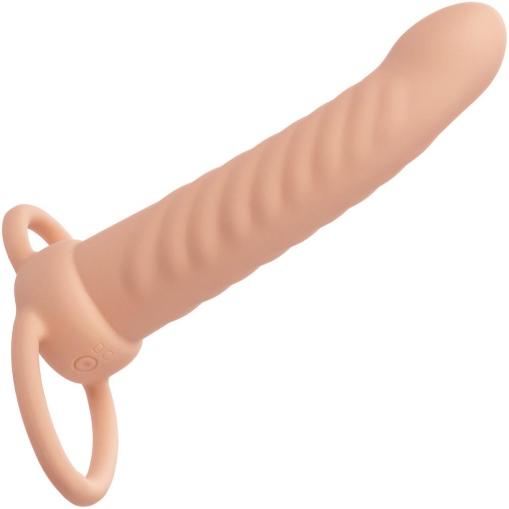 Extensions & Girth Enhancers | Performance Maxx Rechargeable Ribbed Vibrating 6" Silicone Dual Penetrator – Vanilla