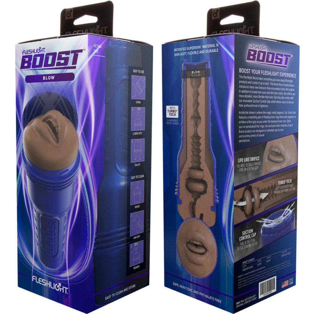 Fleshlight | Boost Blow Mouth Penis Masturbator With Turbo Tech – Caramel