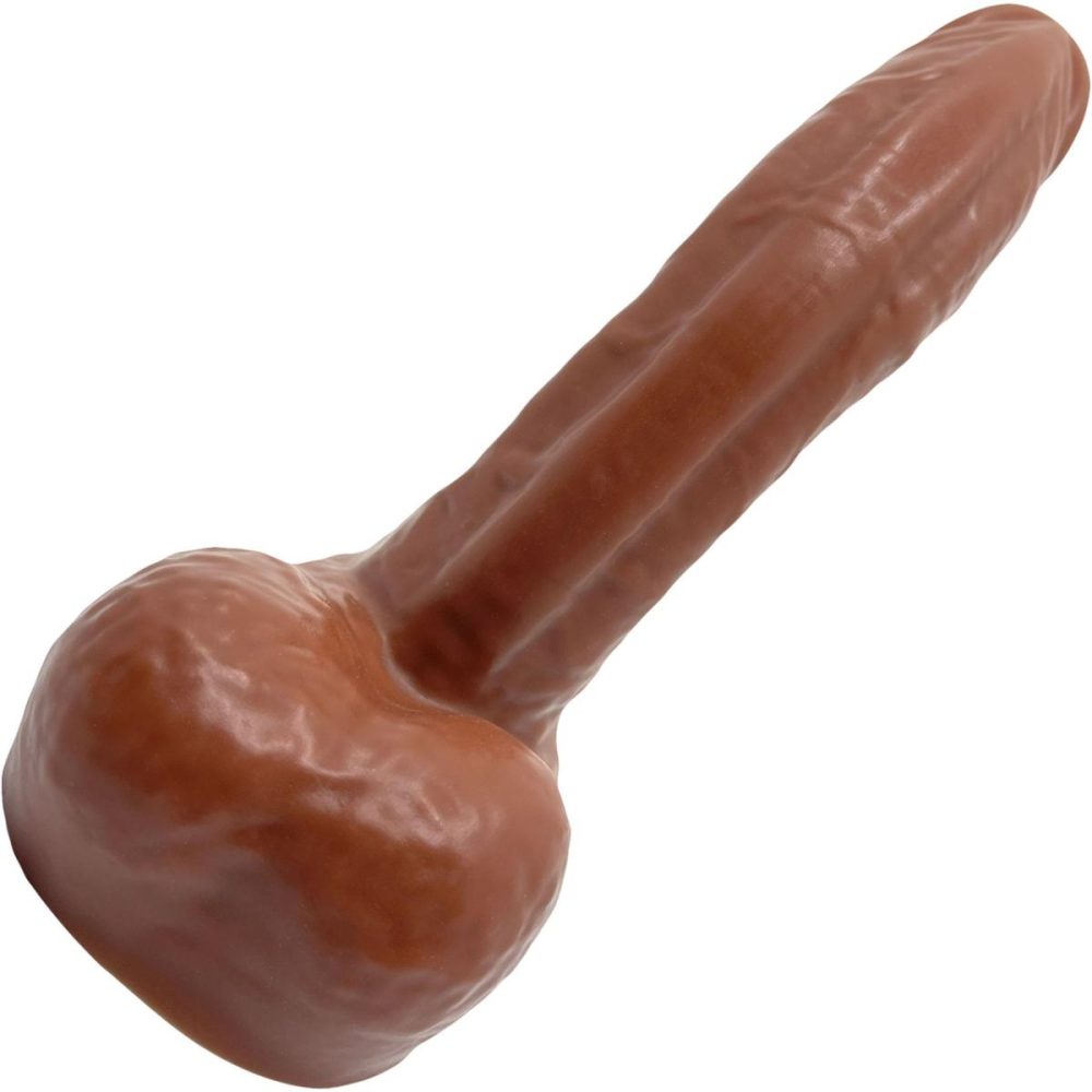 G-Spot Dildos | BIG Daddy Dante Large 8" Platinum Silicone Realistic Dildo With Balls – Chocolate