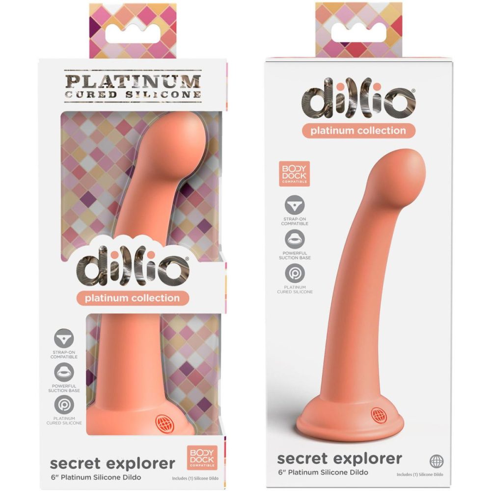 G-Spot Dildos | Dillio Platinum Secret Explorer Silicone 6" Suction Cup Dildo – Peach