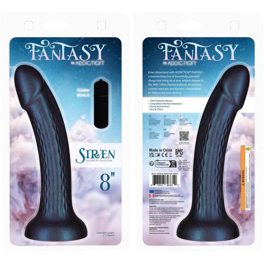 G-Spot Dildos | Fantasy Siren 8" Silicone Suction Cup G-Spot Dildo – Blue