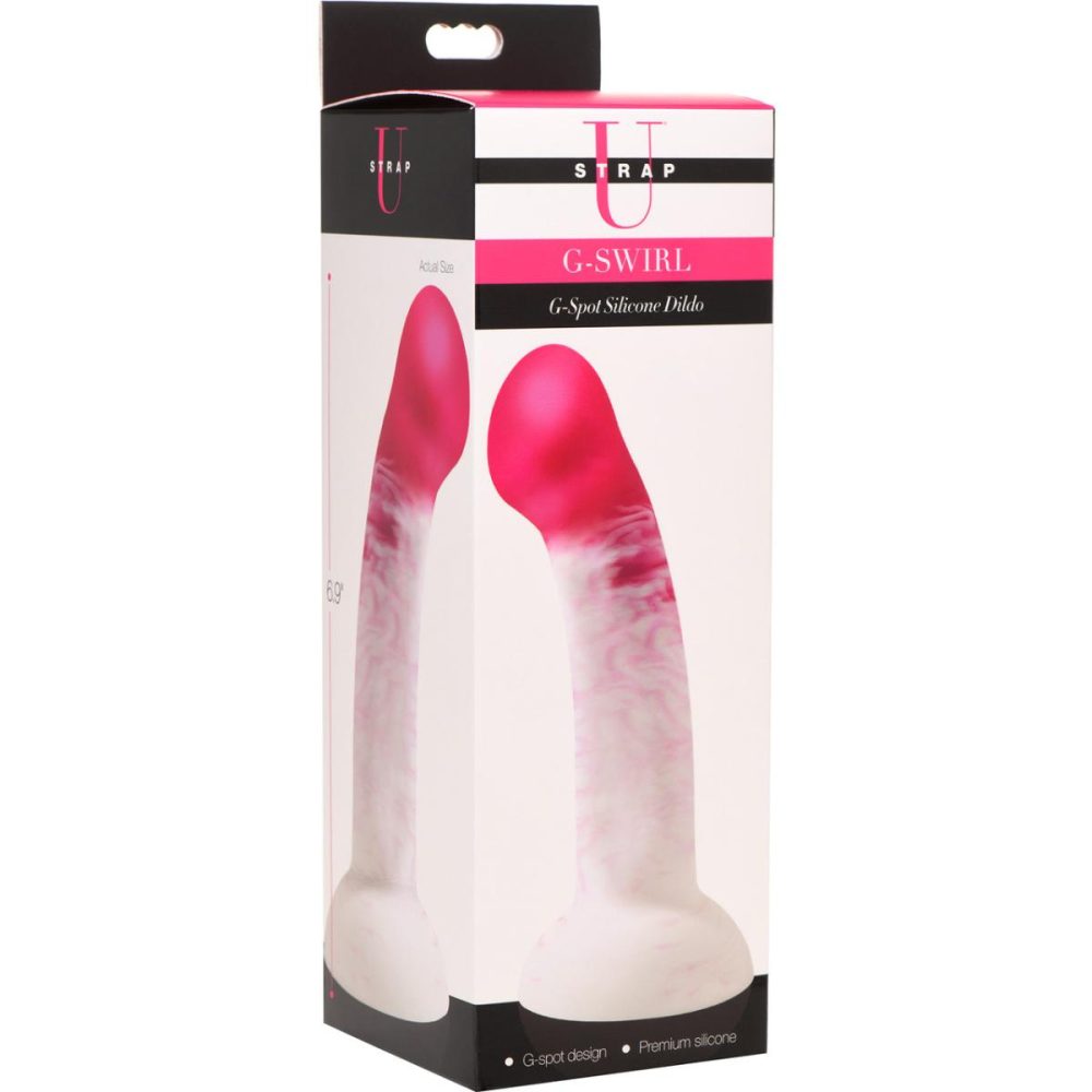 G-Spot Dildos | G-Swirl G-Spot 6.9" Silicone Suction Cup Dildo – Pink & White