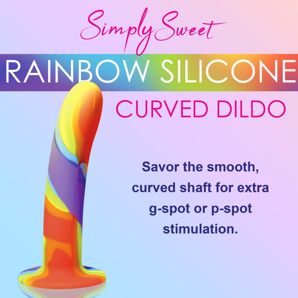 G-Spot Dildos | Simply Sweet Rainbow 6.75" Silicone G-Spot Suction Cup Dildo