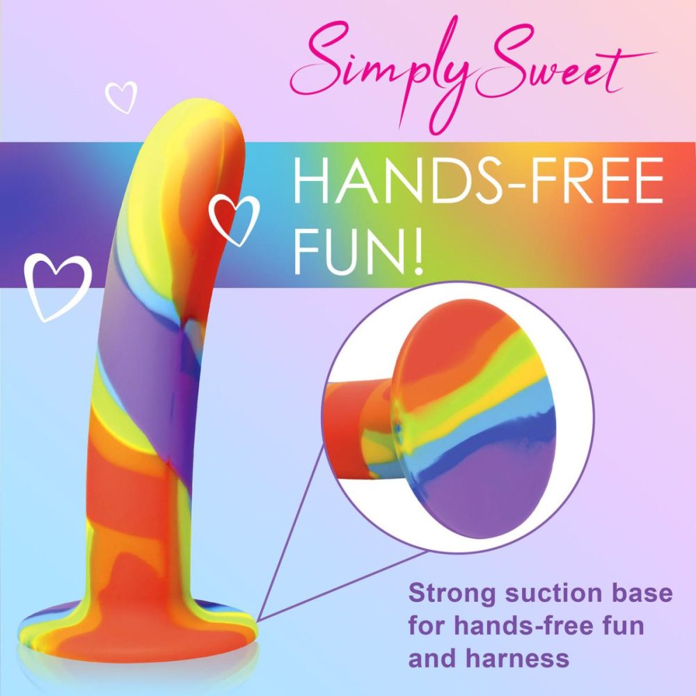 G-Spot Dildos | Simply Sweet Rainbow 6.75" Silicone G-Spot Suction Cup Dildo