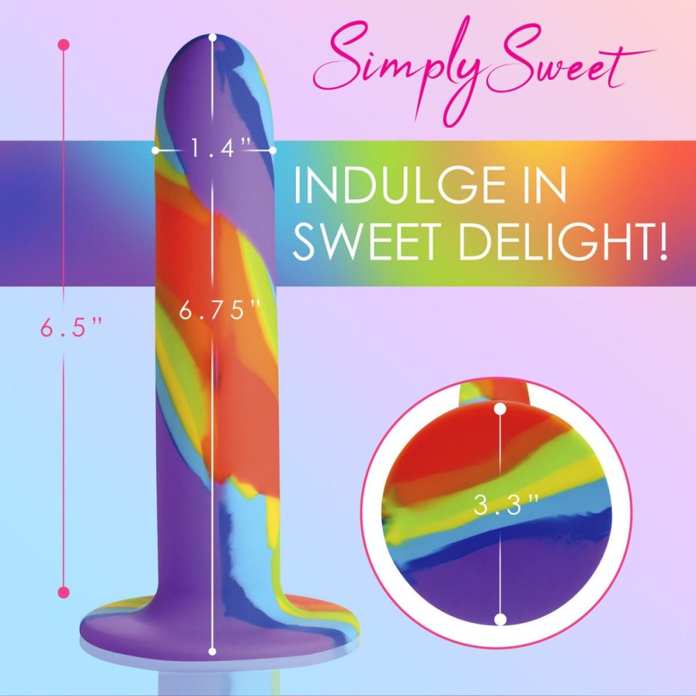 G-Spot Dildos | Simply Sweet Rainbow 6.75" Silicone G-Spot Suction Cup Dildo