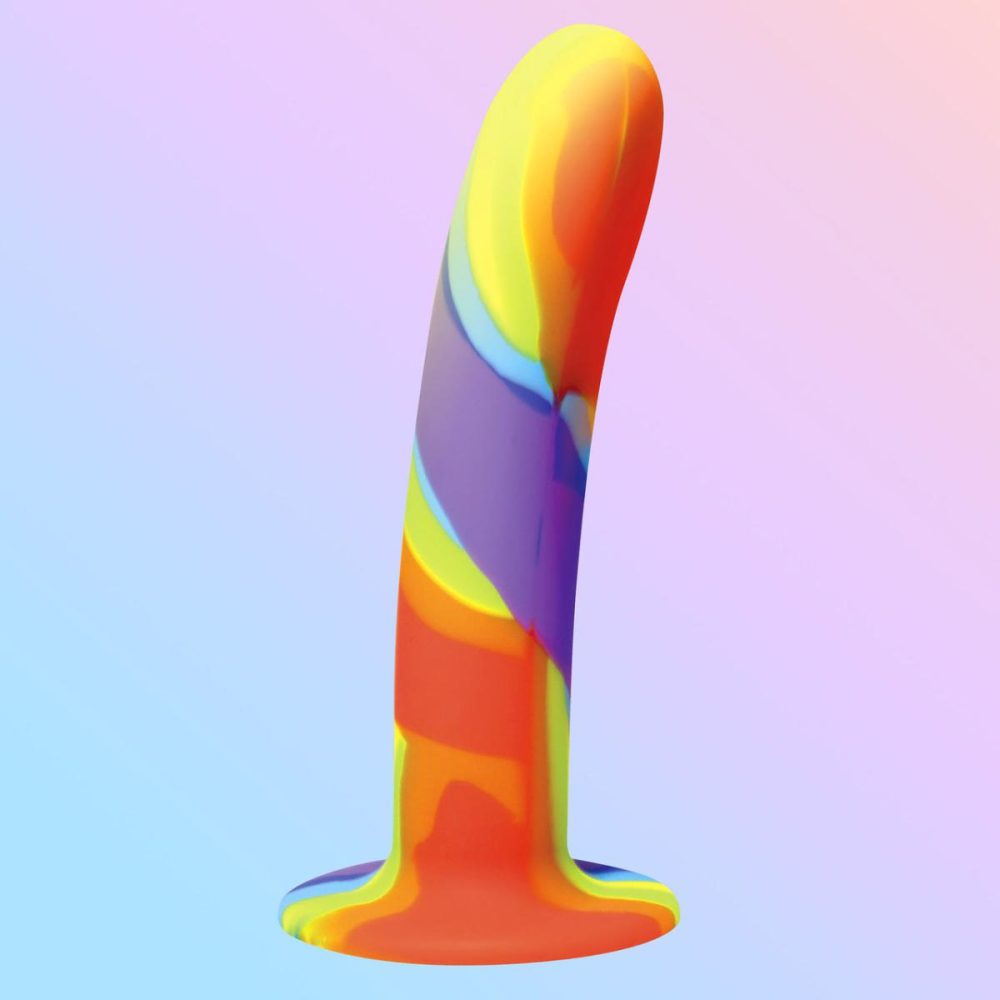 G-Spot Dildos | Simply Sweet Rainbow 6.75" Silicone G-Spot Suction Cup Dildo