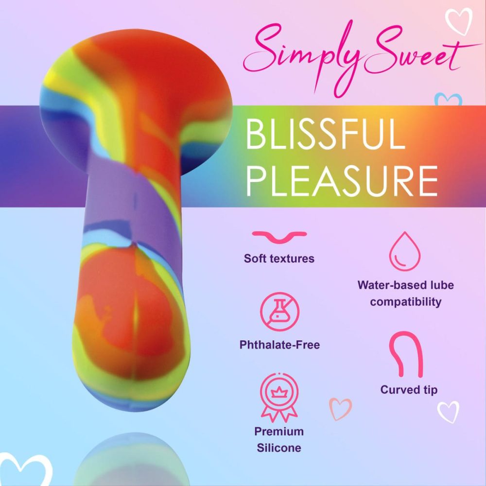 G-Spot Dildos | Simply Sweet Rainbow 6.75" Silicone G-Spot Suction Cup Dildo