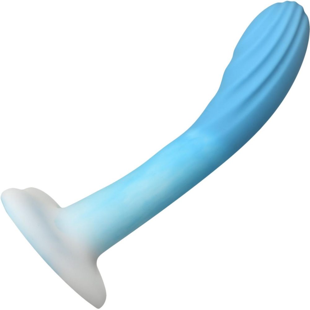 G-Spot Dildos | Simply Sweet Rippled 7" Silicone G-Spot Suction Cup Dildo – Blue & White