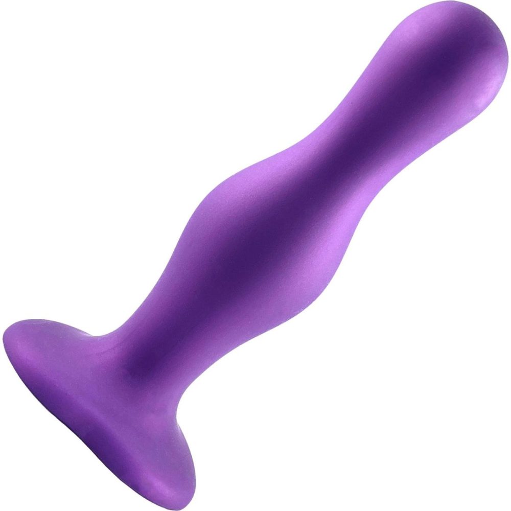 G-Spot Dildos | Strap-on-Me Hybrid Collection Curvy Silicone Suction Cup Dildo – XXL Metallic Purple