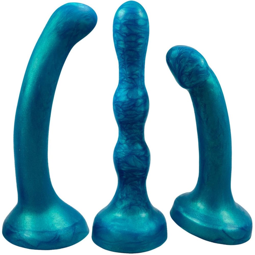 G-Spot Dildos | The Minima Small Silicone 3 Dildo Set – Mermaid Blue