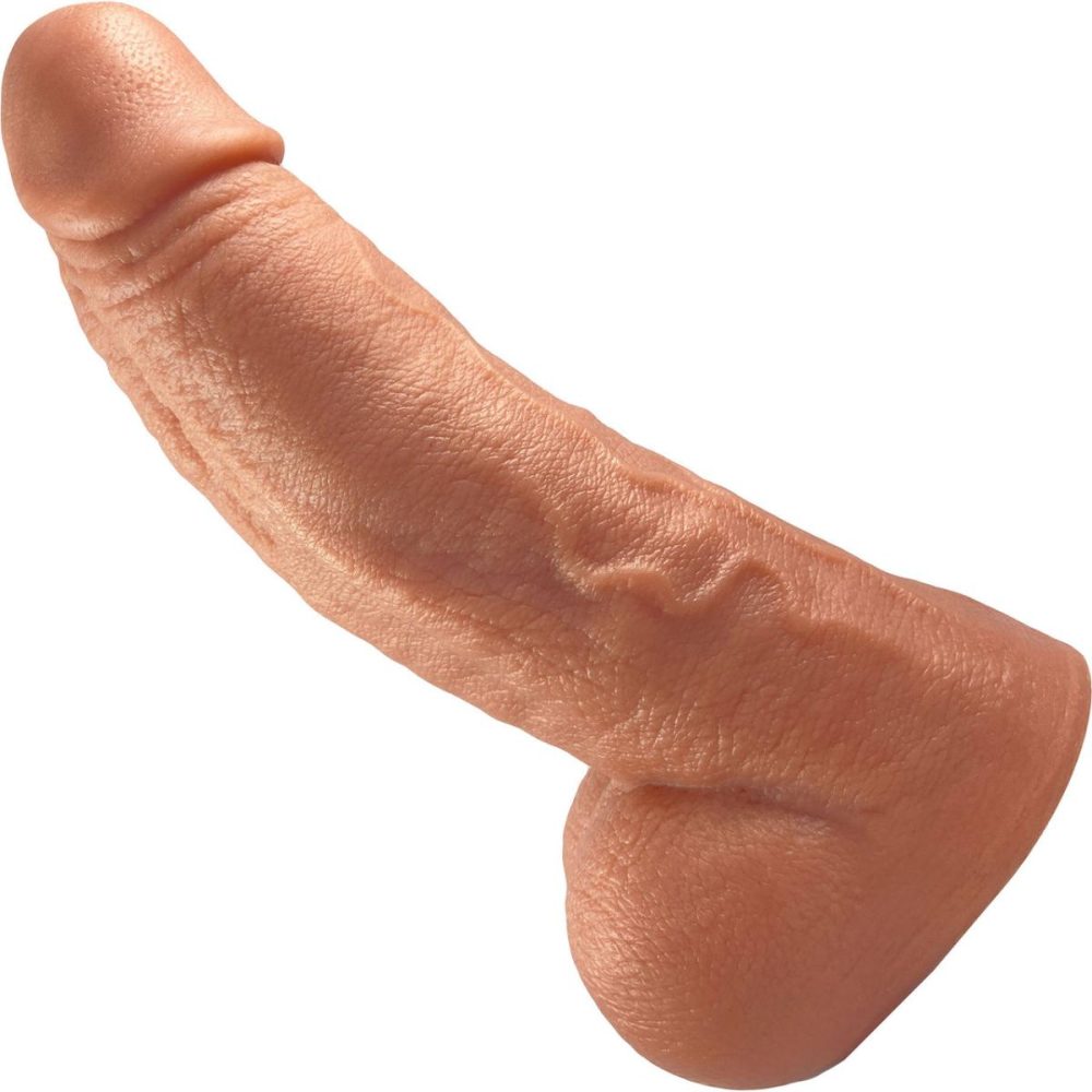 G-Spot Dildos | The Titan Giant 8.5" Platinum Silicone Ultrarealistic Dildo With Balls – Caramel