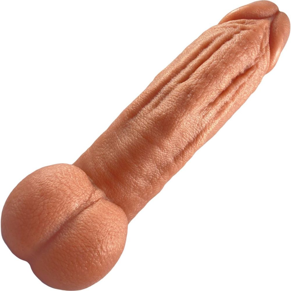 G-Spot Dildos | The Titan Giant 8.5" Platinum Silicone Ultrarealistic Dildo With Balls – Caramel