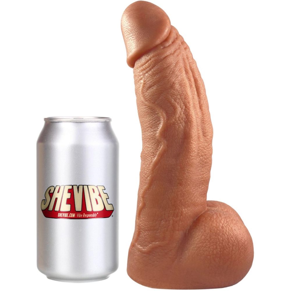 G-Spot Dildos | The Titan Giant 8.5" Platinum Silicone Ultrarealistic Dildo With Balls – Caramel