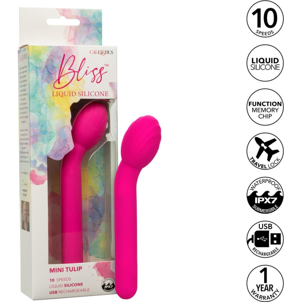 G-Spot Vibrators | Bliss Liquid Silicone Mini Tulip Rechargeable Waterproof G-Spot Vibrator – Pink