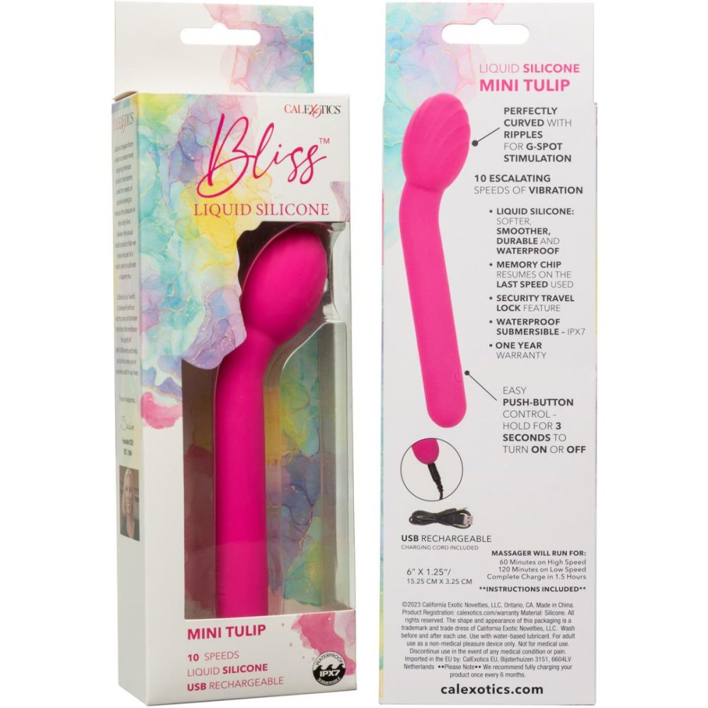 G-Spot Vibrators | Bliss Liquid Silicone Mini Tulip Rechargeable Waterproof G-Spot Vibrator – Pink