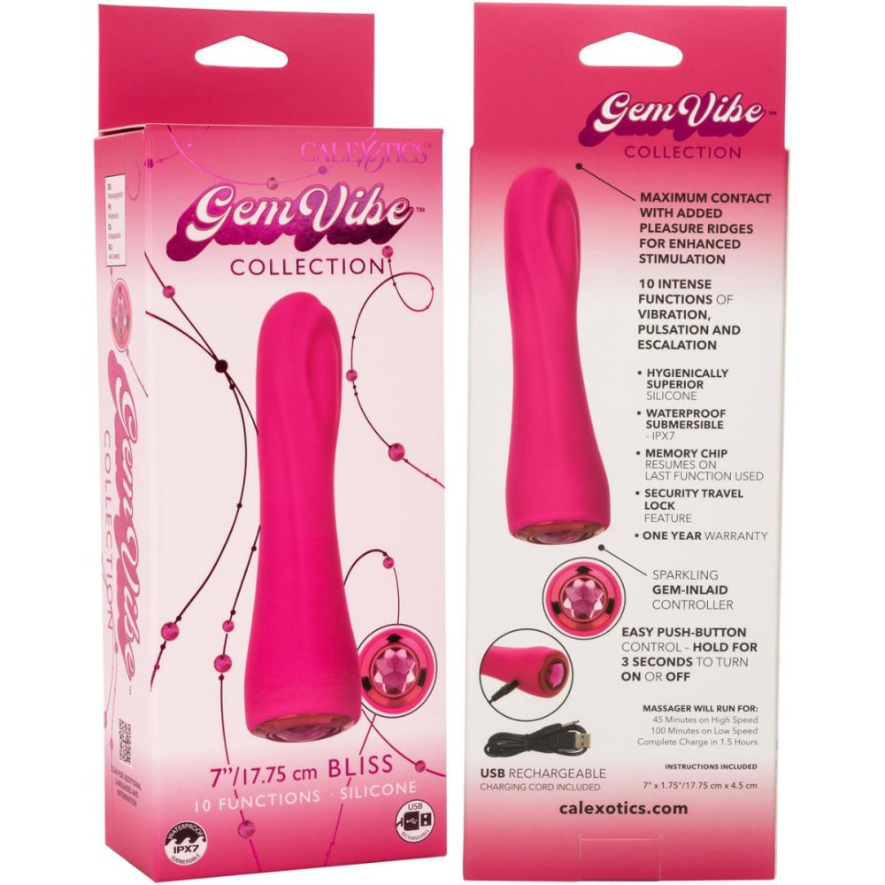 G-Spot Vibrators | Gem Vibe Collection 7" Bliss Rechargeable Waterproof Silicone G-Spot Vibrator – Pink