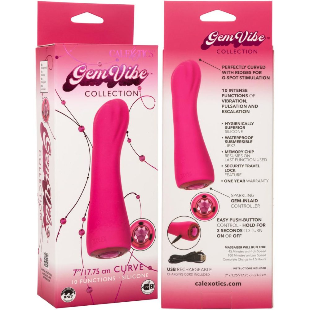 G-Spot Vibrators | Gem Vibe Collection 7" Curve Rechargeable Waterproof Silicone G-Spot Vibrator – Pink