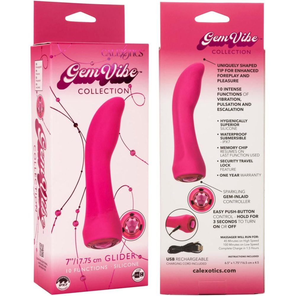 G-Spot Vibrators | Gem Vibe Collection 7" Glider Rechargeable Waterproof Silicone G-Spot Vibrator – Pink