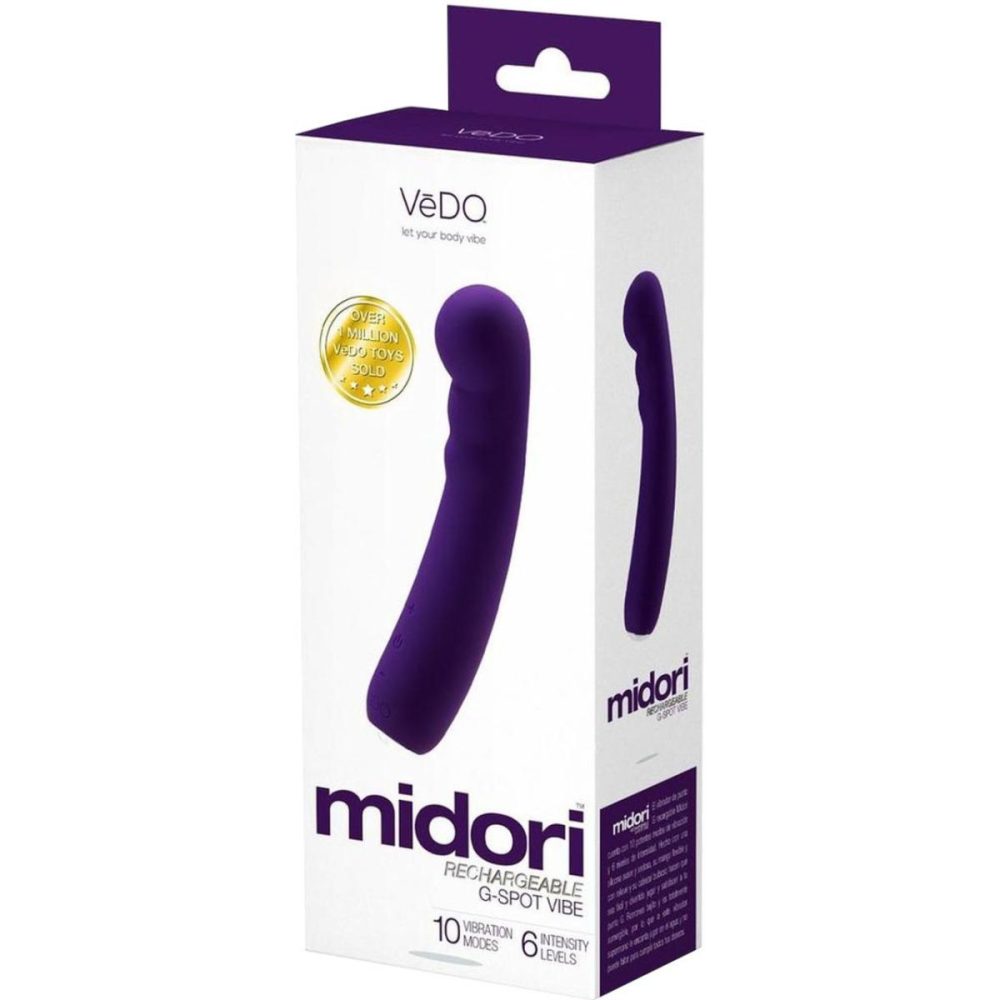 G-Spot Vibrators | Midori Rechargeable Waterproof Silicone G-Spot Vibrator by VeDO – Deep Purple