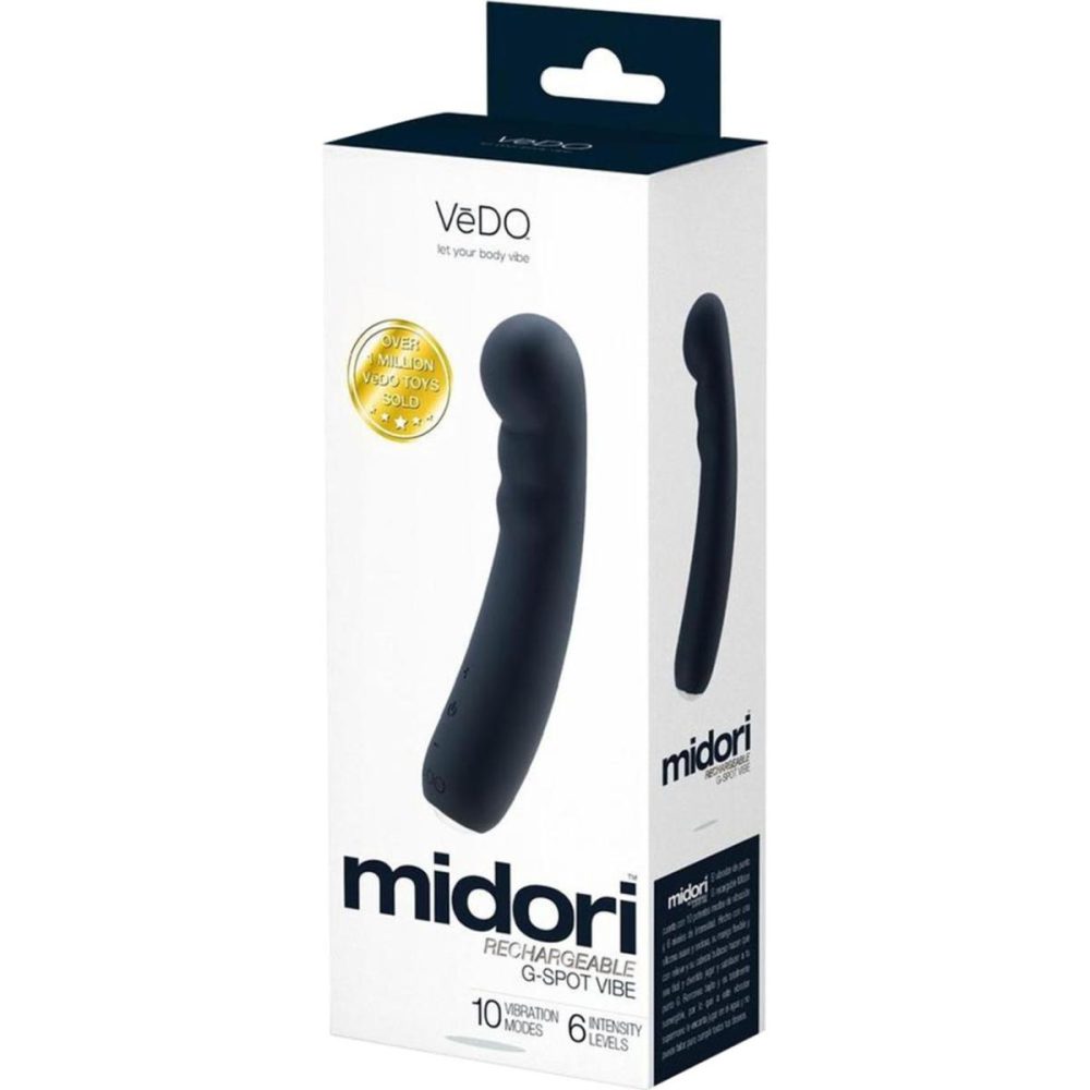 G-Spot Vibrators | Midori Rechargeable Waterproof Silicone G-Spot Vibrator by VeDO – Just Black