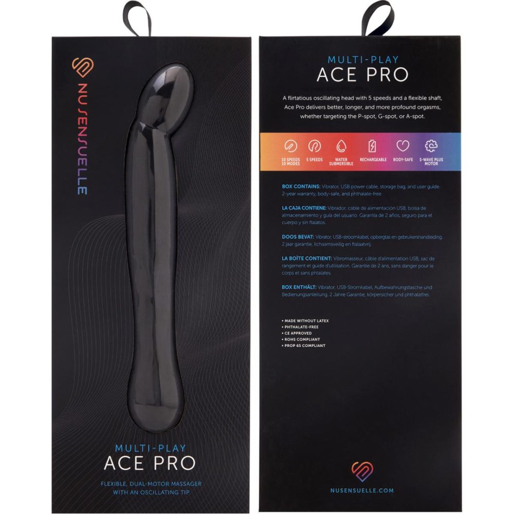 G-Spot Vibrators | Multi-Play Ace Pro Waterproof Silicone G-Spot Vibrator With Oscillating Head Nu Sensuelle – Black