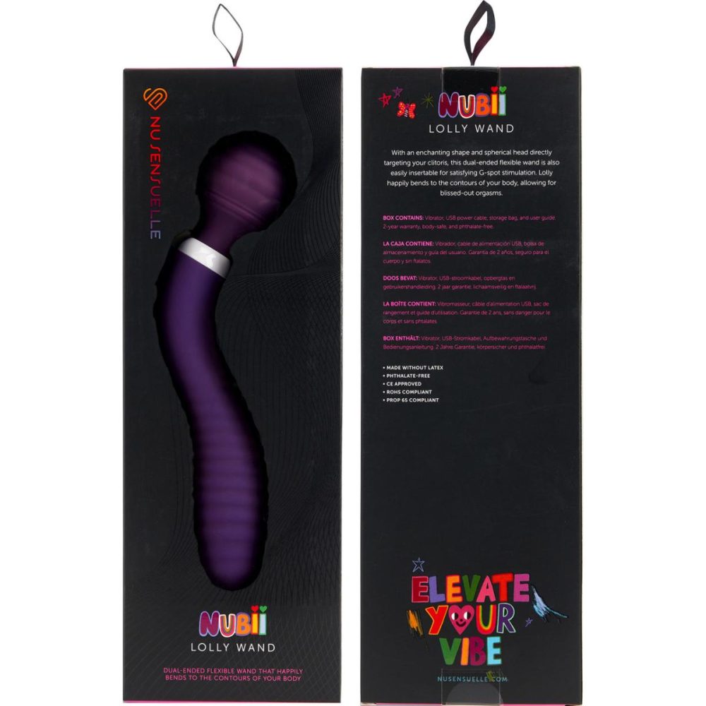 G-Spot Vibrators | Nubii Lolly Wand Silicone Dual Ended Wand Style & G-Spot Vibrator Nu Sensuelle – Purple