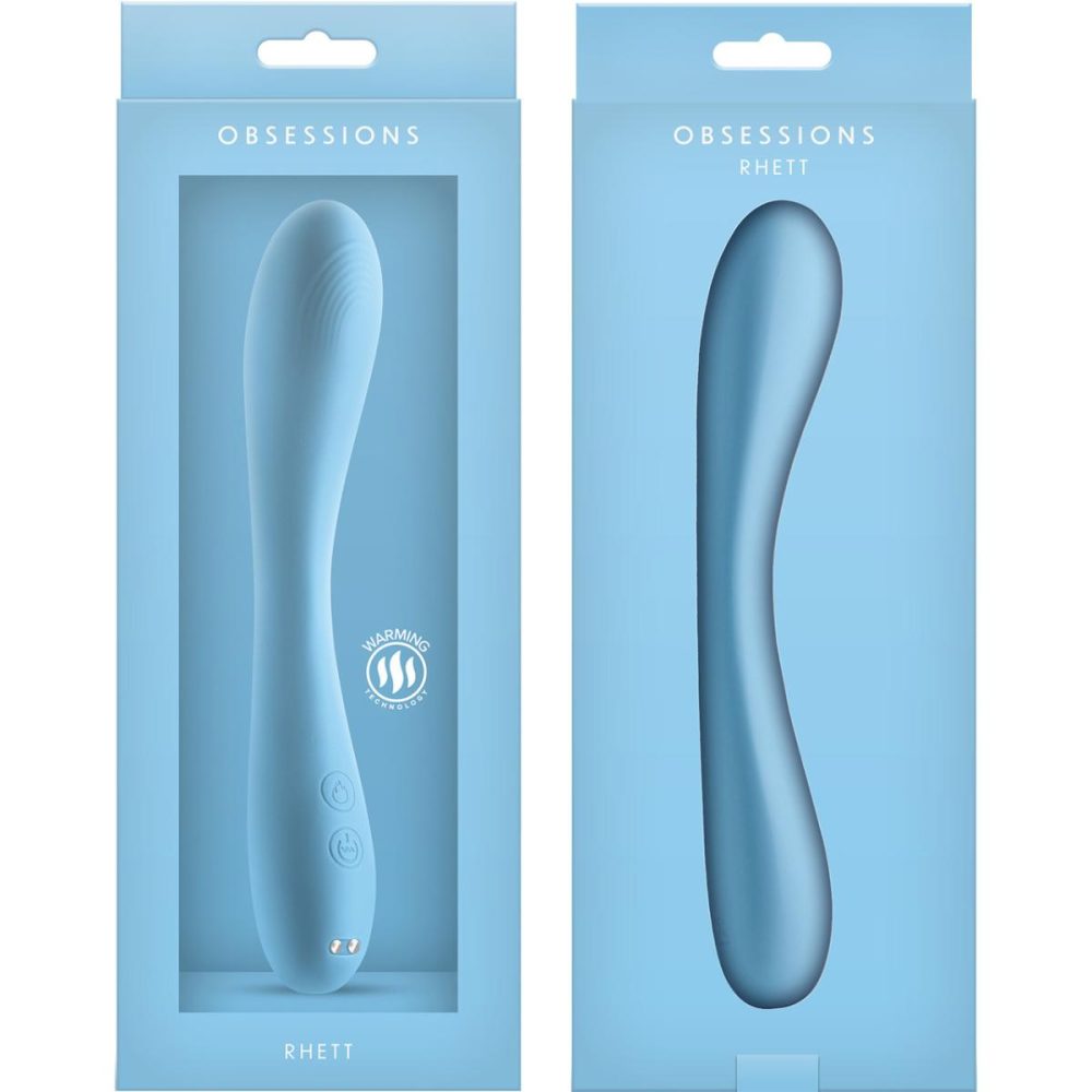 G-Spot Vibrators | Obsessions Rhett Rechargeable Waterproof Silicone Warming G-Spot Vibrator – Blue