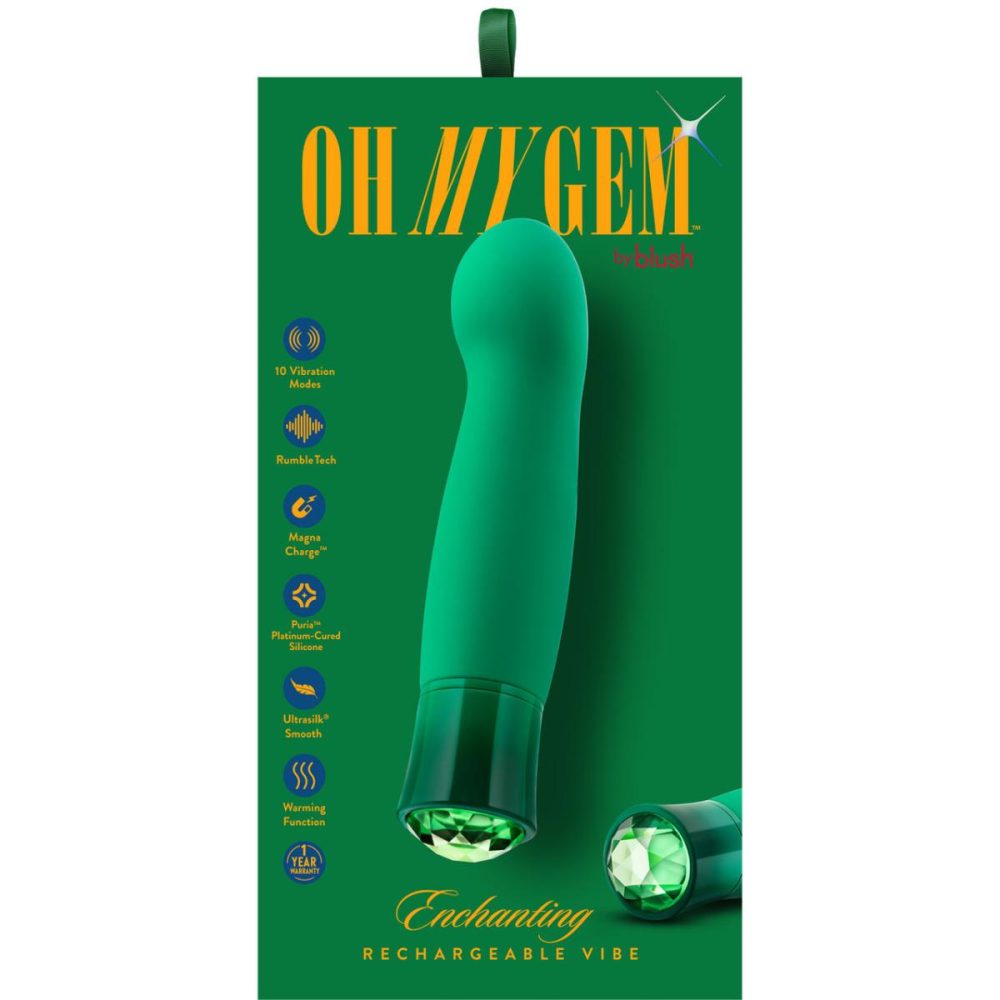 G-Spot Vibrators | Oh My Gem Enchanting Rechargeable Waterproof Silicone Warming G-Spot Vibrator – Emerald