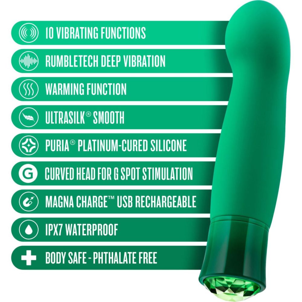 G-Spot Vibrators | Oh My Gem Enchanting Rechargeable Waterproof Silicone Warming G-Spot Vibrator – Emerald