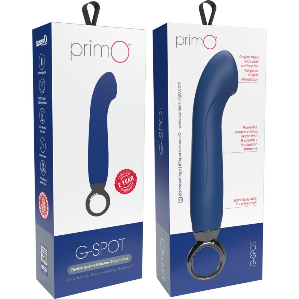 G-Spot Vibrators | PrimO G-Spot Rechargeable Waterproof Silicone Vibrator – Blueberry