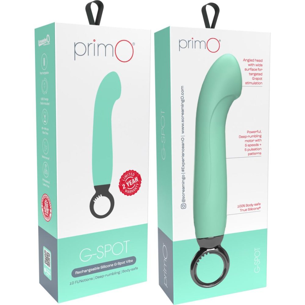 G-Spot Vibrators | PrimO G-Spot Rechargeable Waterproof Silicone Vibrator – Kiwi Mint