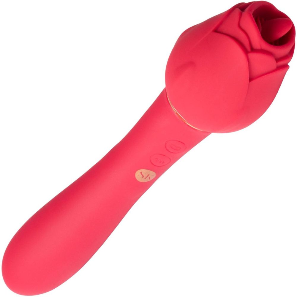 G-Spot Vibrators | Rosegasm Lingo Rechargeable Silicone Double Ended Licking Vibrator